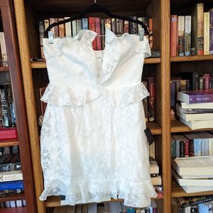 Lulu's every lovely reason white floral burnout mini dress sz l nwt